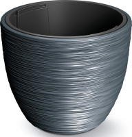 Prosperplast Furu Stripes Bloempot   Antraciet   Ø 30 cm   Met binnenpot