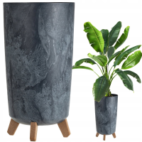 Prosperplast Gracia Tubus Slim Beton Effect Bloempot   Ø 23,9 cm   Antraciet