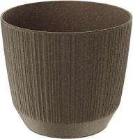 Prosperplast Ryfo Eco Wood Bloempot met strepen   19,5 cm   Eco Koffie
