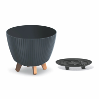 Prosperplast Lamia Bloempot   Ø 28,8 cm   Antraciet   Geribbeld op poten