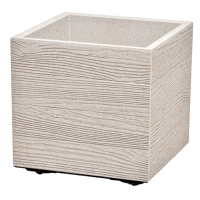 Prosperplast Madera Square Eco Wood Bloempot   ECO Wit   38,5x38,5 cm   Met echt hout