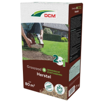 DCM graszaad 1,2kg tot 80m²   2 in 1 Herstel Plus incl. Organische startvoeding   kale plekken herstellen