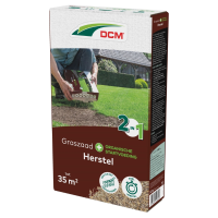 DCM graszaad 525g tot 35m²   2 in 1 Herstel Plus incl. Organische startvoeding   kale plekken herstellen