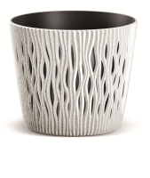Prosperplast Sandy Round Eco Wood Bloempot   ECO Wit   Ø 19 cm   Met echt hout