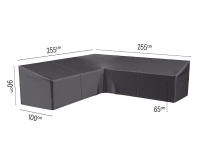 Platinum AeroCover Loungebankhoes L vorm   255x255x100xH65/90 cm   Grijs