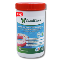 Famiflora   Hypomen langwerkend anorganisch chloor 1kg   10g tabs (100x10g)   niet gestabiliseerd chloor