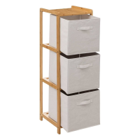 5Five Tidy Box Opbergkast   3 Polyester Manden   35 x 33 x 109 cm   Beige