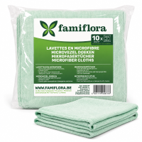 Famiflora groene microvezel warp doekjes   40x40cm   250g/m²   10 all purpose microvezel doeken   Set van 10 schoonmaakdoekjes