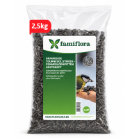Famiflora Gestreepte Zonnebloempitten   2,5kg   Klassiek Vogelvoer   Energierijk   Voeding voor tuinvogels   Wintervoer