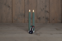 Anna's Collection   Led dinerkaars   jade groen   H 23cm   set van 2 stuks   met afstandsbediening