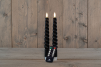 Anna's Collection   Led gedraaide dinerkaars   zwart   H 23cm   set van 2 stuks   met afstandsbediening