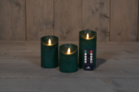 Anna's Collection   Ledkaarsen donkergroen   set van 3 stuks   diverse groottes   met afstandsbediening