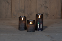 Anna's Collection   Ledkaarsen antraciet   set van 3 stuks   diverse groottes   met afstandsbediening