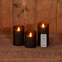 Anna's Collection   Ledkaarsen zwart   set van 3 stuks   diverse groottes   met afstandsbediening