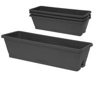 Rechthoekige bloembak voor balkon   Cementgrijs   Set van 3   3 x 6L   50x15x12cm