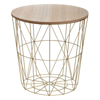 Atmosphera gouden bijzettafel 'Kumi' met metalen poten   Diameter 39,5 x H41 cm