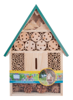 Bûten Home & Gift Insectenhotel met groen dak, 39.5Cm hoog   39,5x28x8,5cm