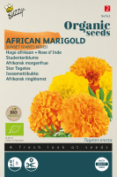Buzzy seeds   bloemzaden   Organic biologische Tagetes Sunset Giants (Hoge afrikaan) gemengd   Bloemenzaden   Ca. 1 Gram
