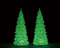 Lemax   'Crystal Lighted Tree Changeable Color M'   Set van 2 stuks   3 kleuren   Verlicht figuur   Exclusief adapter (werkt ook op batterijen)