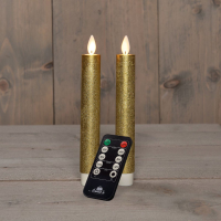 Anna's Collection   Led dinerkaars   goud   H 18cm   set van 2 stuks   met afstandsbediening