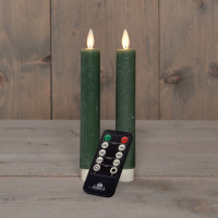 Anna's Collection   Led dinerkaars   groen   H 18cm   set van 2 stuks   met afstandsbediening