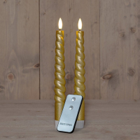 Anna's Collection   Led gedraaide dinerkaars   goud   H 23cm   set van 2 stuks   met afstandsbediening