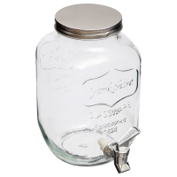 Secret de Gourmet glazen drank dispenser 4L   Kunststof kraan en schroefdeksel   Waterdispenser