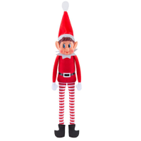 Knuffel naughty kerstelf jongen   rood   30cm