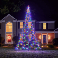 Fairybell vlaggenmast kerstboom   400 cm   640 gekleurde ledlampjes   inclusief vlaggenmast
