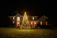Fairybell vlaggenmast kerstboom   300 cm   480 warm witte ledlampjes   inclusief vlaggenmast