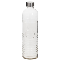 5Five Babord Waterfles 1L   Gehard ribbelglas   RVS deksel