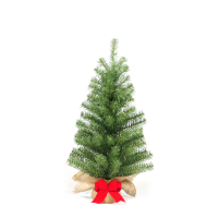 Forest Table Tree kunst (tafel)kerstboom   60 cm   groen   Diameter 35 cm   82 tips   met rode strik   jute zak