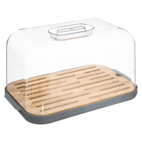 5Five Basic Broodtrommel   28 x 18 x 15 cm   Transparant/Bamboe   7.5 Liter