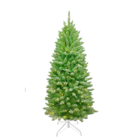 Funky Green Flocked verlichte kunstkerstboom   183 cm   Lichtgroen geflockt   Diameter 91 cm   709 tips   300 ledlampjes (warm wit)   Besneeuwd/Frosted   Metalen voet