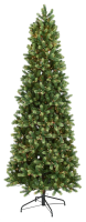 Georgia kunstkerstboom smal   228 cm   groen   Ø 107 cm   1.440 Tips   2.000 Rode & witte ledlampjes   metalen voet