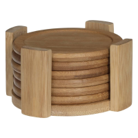 Secret de Gourmet bamboe Glazen Onderzetters met Rek   Diameter 10 cm