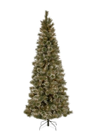 Glittery Bristle kunstkerstboom   213 cm   groen   Diameter 65 cm   812 tips   besneeuwd, dennenappels & glitter   metalen voet