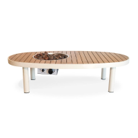 Happy Cocooning Riviera 140 Vuurtafel   140x74cm   Oyster Beige   Ovaal Aluminium & Acacia