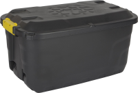 Practo Home opbergkoffer kunststof met wielen zwart   Werkbanken en koffers   42x77x40cm   75 liter