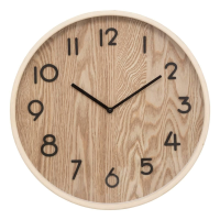 Atmosphera Ivana Wandklok – Licht bruin hout – diameter 38 cm – Bruin – Keuken/Kamer/Kantoor