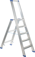 Escalo sparta aluminium   Industriële aluminium trapladder met beugel   5 treden