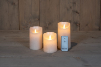Anna's Collection   Rustieke ledkaarsen   set van 3 stuks   parelkleurig   diverse groottes   met afstandsbediening