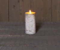 Anna's Collection   Ledkaars wit berkenhout   H15 cm   met afstandsbediening