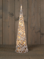 Anna's Collection   Verlichte jute kegelvormige boom met glitter   H60 cm   15 warm witte ledlampjes