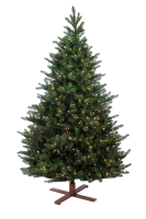 Kentucky Deluxe verlichte kunstkerstboom   228 cm   Donkergroen   Diameter 145 cm   2366 tips   800 ledlampjes (warm wit)   Houten voet