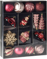 Christmas Decoration set van 20 plastic kerstornamenten   bordeaux