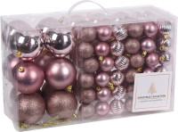 Christmas Collection   set van 94 plastic kerstballen   Diameter 3cm tot 10 cm   roze