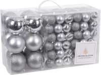 Christmas Collection   set van 94 plastic kerstballen   Diameter 3cm tot 10 cm   zilver