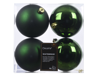 Set van 4 kerstballen   Diameter 10cm   Mat en glanzend dennengroen