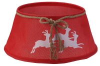 Famiflora kerstboomvoet Hoes Rood met Rendieren   Diameter 56 x 25 cm (boven diameter 38,5 cm) – Feestelijke Afdekkap – Sierlijke Kerstafwerking voor Boomvoet
